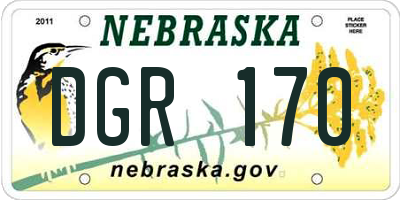 NE license plate DGR170