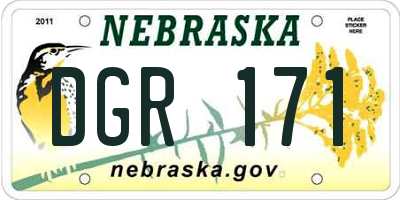 NE license plate DGR171