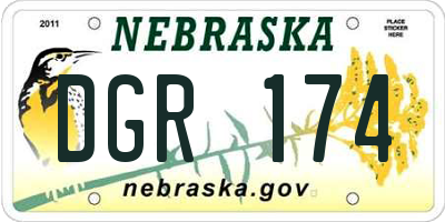 NE license plate DGR174