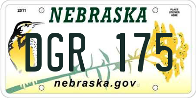 NE license plate DGR175