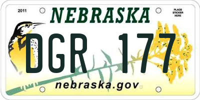 NE license plate DGR177