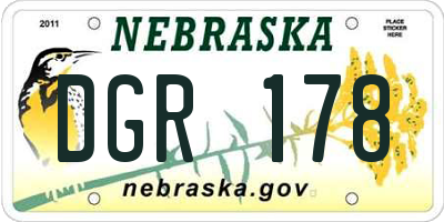 NE license plate DGR178