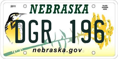 NE license plate DGR196