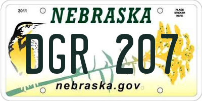 NE license plate DGR207