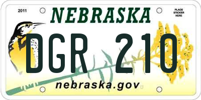 NE license plate DGR210