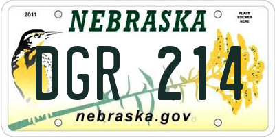 NE license plate DGR214