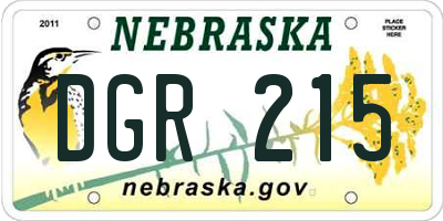 NE license plate DGR215