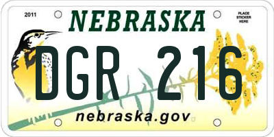 NE license plate DGR216