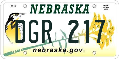 NE license plate DGR217