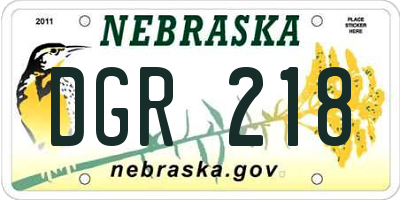 NE license plate DGR218
