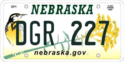 NE license plate DGR227