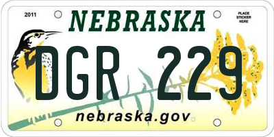 NE license plate DGR229