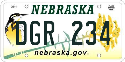 NE license plate DGR234