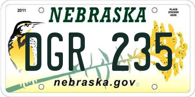 NE license plate DGR235