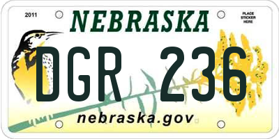 NE license plate DGR236