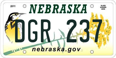 NE license plate DGR237