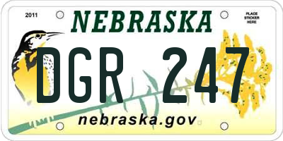 NE license plate DGR247