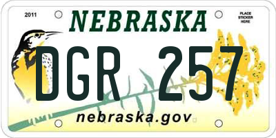 NE license plate DGR257