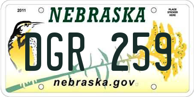 NE license plate DGR259
