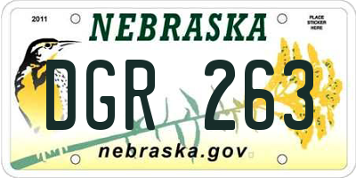 NE license plate DGR263