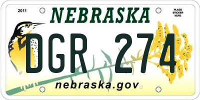 NE license plate DGR274