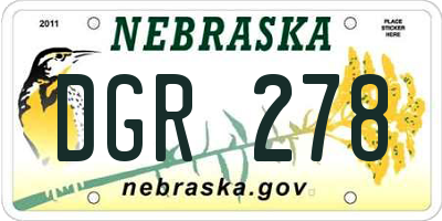 NE license plate DGR278