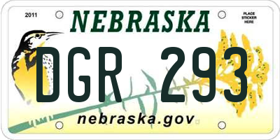 NE license plate DGR293