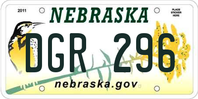 NE license plate DGR296
