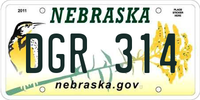 NE license plate DGR314