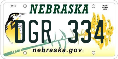 NE license plate DGR334