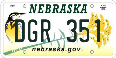 NE license plate DGR351