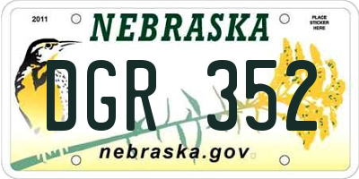 NE license plate DGR352