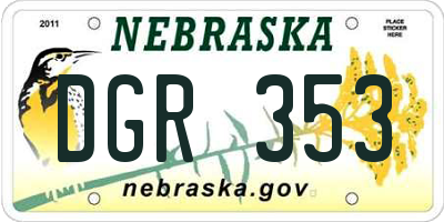NE license plate DGR353