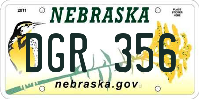 NE license plate DGR356
