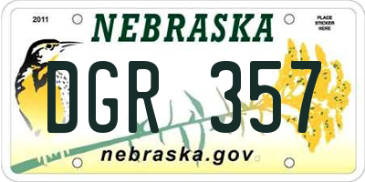 NE license plate DGR357