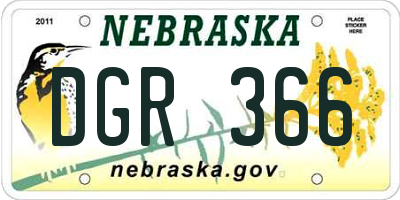 NE license plate DGR366
