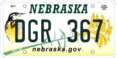 NE license plate DGR367
