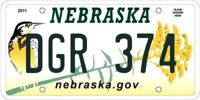 NE license plate DGR374