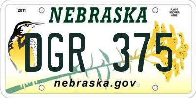 NE license plate DGR375