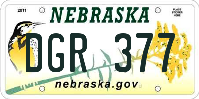 NE license plate DGR377