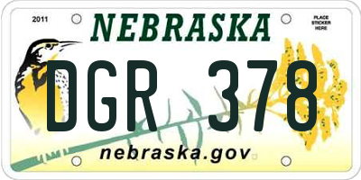 NE license plate DGR378