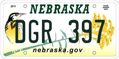 NE license plate DGR397