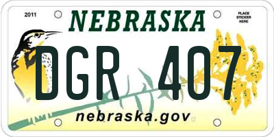 NE license plate DGR407