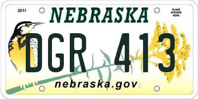 NE license plate DGR413