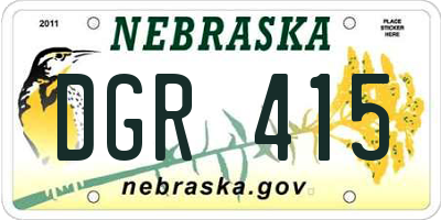 NE license plate DGR415