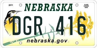 NE license plate DGR416
