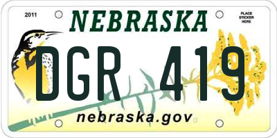 NE license plate DGR419
