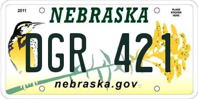 NE license plate DGR421