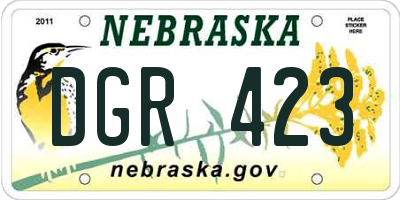 NE license plate DGR423
