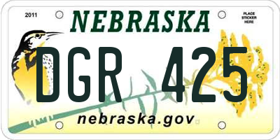 NE license plate DGR425